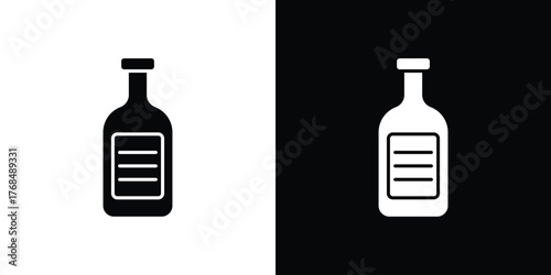 Sauce bottles icon in solid silhouette set. Vector Illustration.