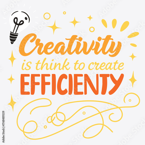 Creative idea lightbulb inspiring efficiency text typography graphic design element