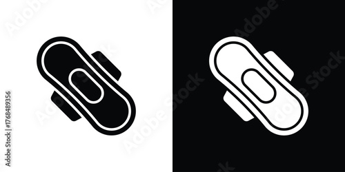 Sanitary pad icon in solid silhouette set. Vector Illustration.