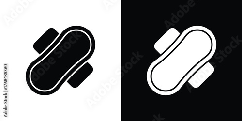 Sanitary pad icon in solid silhouette set. Vector Illustration.