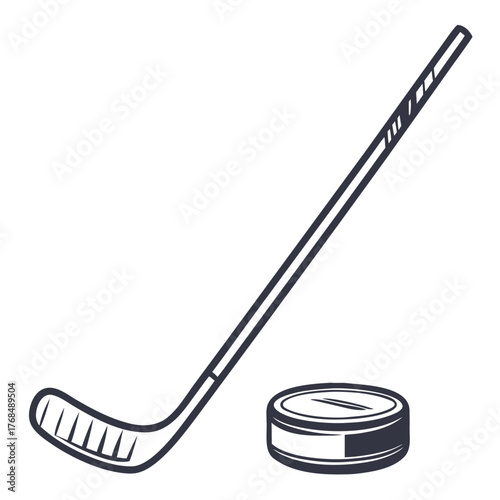 hockey stick and puck