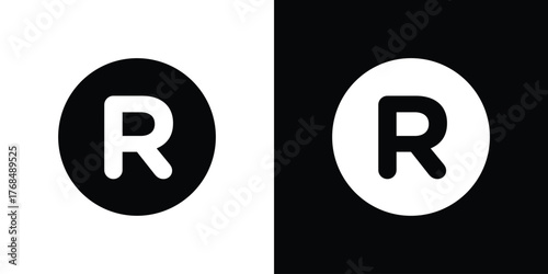 Registered trademark icon in solid silhouette set. Vector Illustration.