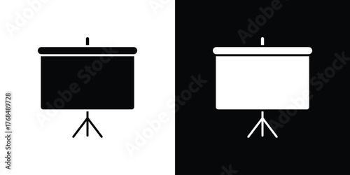 Presentation board icon in solid silhouette set. Vector Illustration.