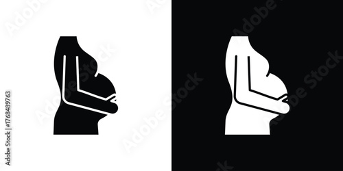 Pregnancy icon in solid silhouette set. Vector Illustration.
