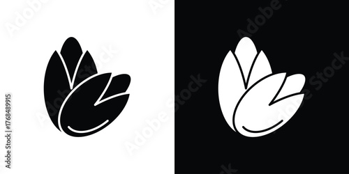Pistachio icon in solid silhouette set. Vector Illustration.