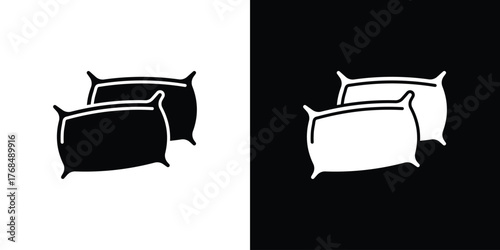 Pillow icon in solid silhouette set. Vector Illustration.