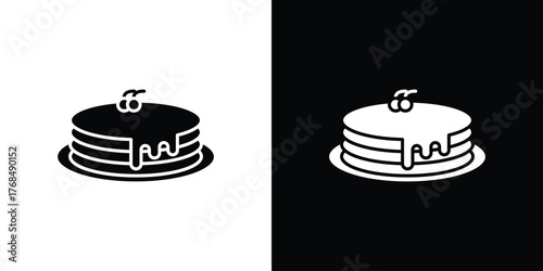 pancakes icon in solid silhouette set. Vector Illustration.