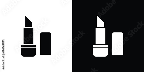 Lip balm icon in solid silhouette set. Vector Illustration.