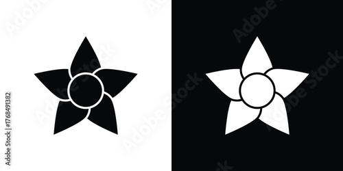 Jasmine icon in solid silhouette set. Vector Illustration.