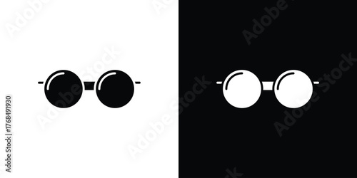 Glasses icon in solid silhouette set. Vector Illustration.