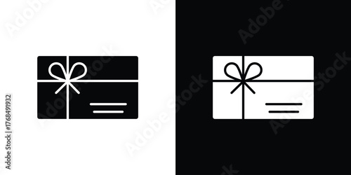 Gift card icon in solid silhouette set. Vector Illustration.