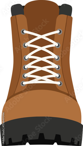 Rugged brown hiking boot lace up outdoor adventure footwear vector