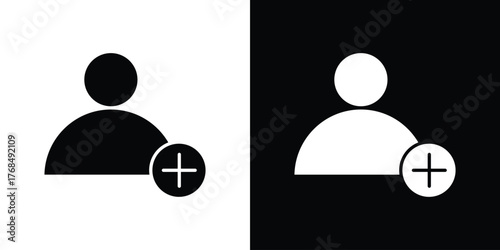 Follower icon in solid silhouette set. Vector Illustration.