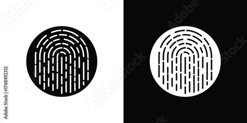 Fingerprint icon in solid silhouette set. Vector Illustration.