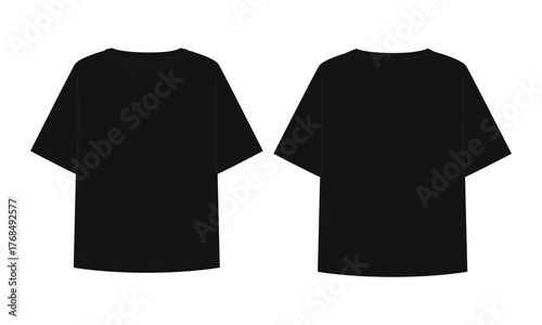 Short sleeve black color t shirt vector illustration template front and back