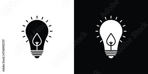 ECO Energy icon in solid silhouette set. Vector Illustration.