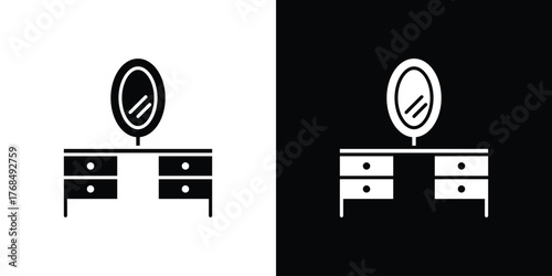 Dresser icon in solid silhouette set. Vector Illustration.