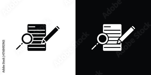 Defining icon in solid silhouette set. Vector Illustration.