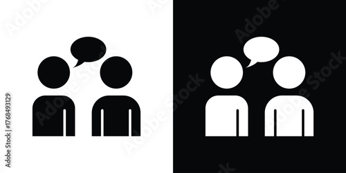 Consulting icon in solid silhouette set. Vector Illustration.