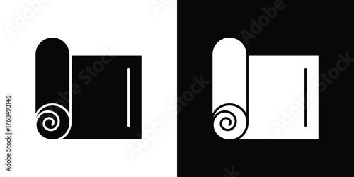 Construction film roll icon in solid silhouette set. Vector Illustration.
