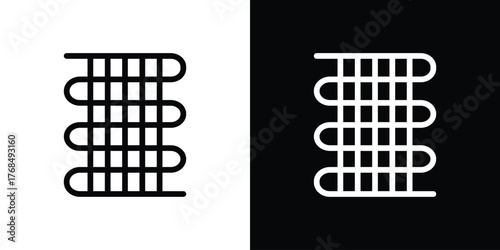 Condenser coil icon in solid silhouette set. Vector Illustration.