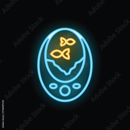 Glowing neon line fish finder echo sounder icon isolated on black background. Vector