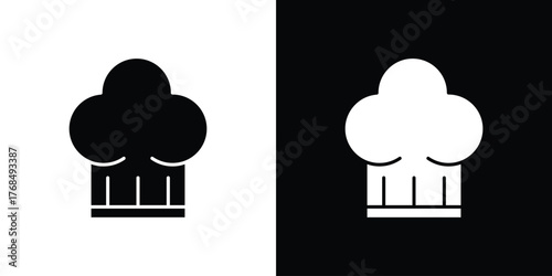 Chef hat icon in solid silhouette set. Vector Illustration.