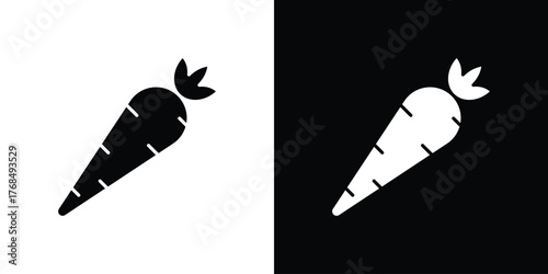 Carrot icon in solid silhouette set. Vector Illustration.