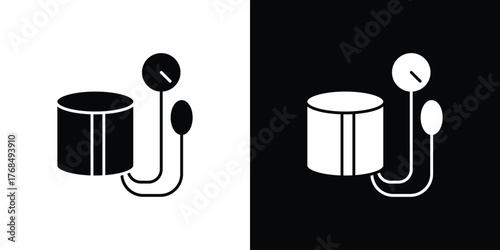 Blood pressure meter icon in solid silhouette set. Vector Illustration.