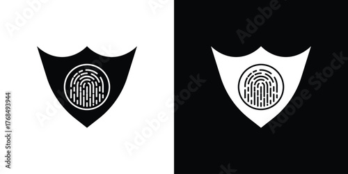 Biometric security icon in solid silhouette set. Vector Illustration.