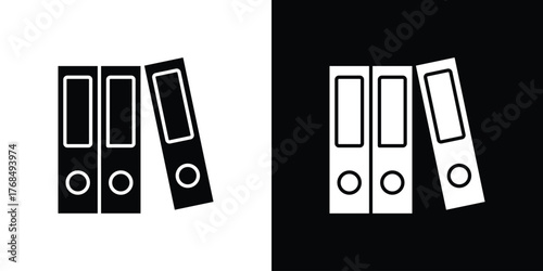 Binder icon in solid silhouette set. Vector Illustration.