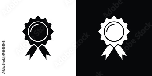 Badge icon in solid silhouette set. Vector Illustration.