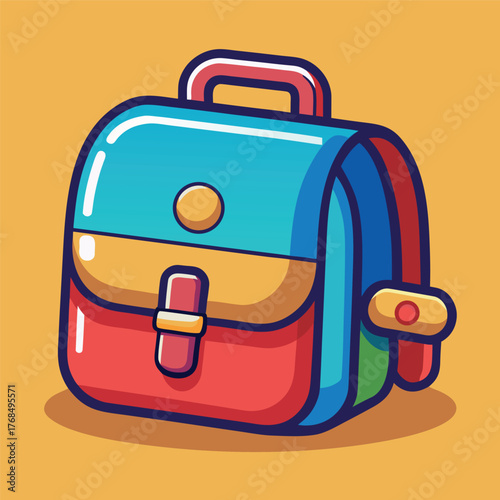 Colorful school backpack illustration in cartoon style.
