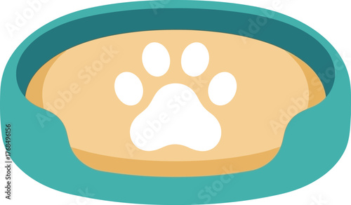 Cozy pet bed with paw print comforting canine companion sleep vector
