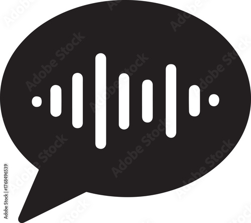 Voice message bubble silhouette with waveform inside for chat, audio, and communication apps.