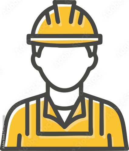 Construction worker wearing a yellow hard hat and uniform ready for work.