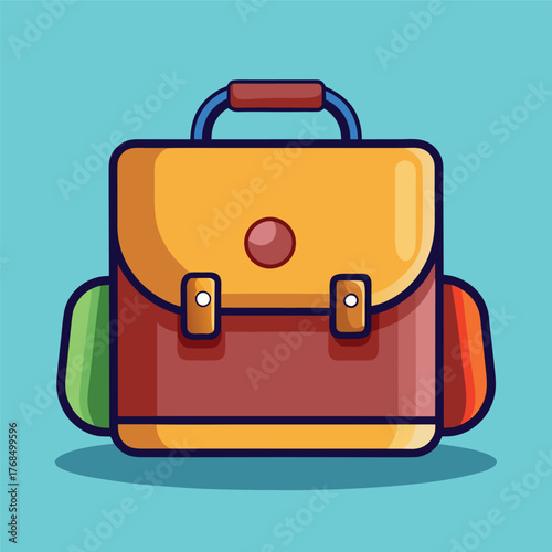 Colorful school backpack illustration in cartoon style.