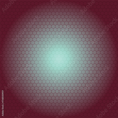 Vibrant hexagonal pattern radiates from a glowing center on a dark background