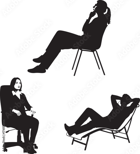 silhouette of a woman sitting on a chair, editable file
