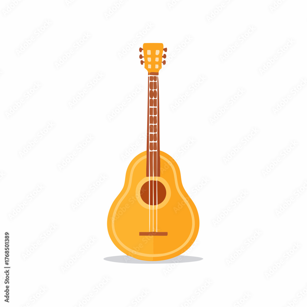 Obraz premium Acoustic guitar illustration, musical instrument, flat design