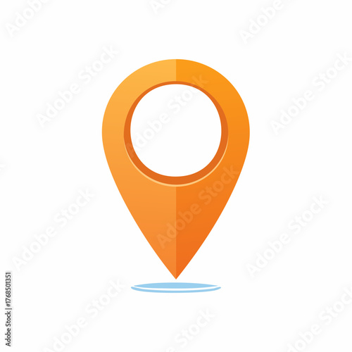 Vibrant orange location pin icon with a circular center casting a subtle blue shadow