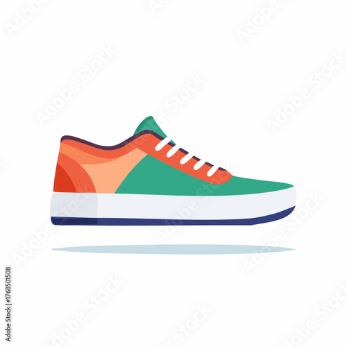 Colorful Modern Sneaker Vector Illustration. Side view of a casual athletic shoe or trainer for sport and fashion.
