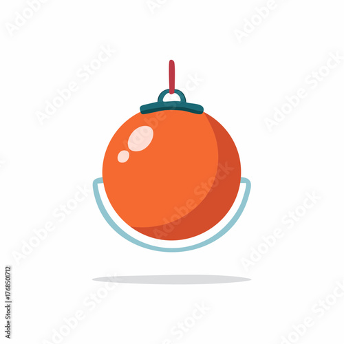Shiny Orange Christmas Ornament with Stand Hanging on a Thread Cartoon Vector
