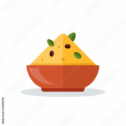 Traditional Halva Dessert in a Rustic Orange Bowl with Garnish