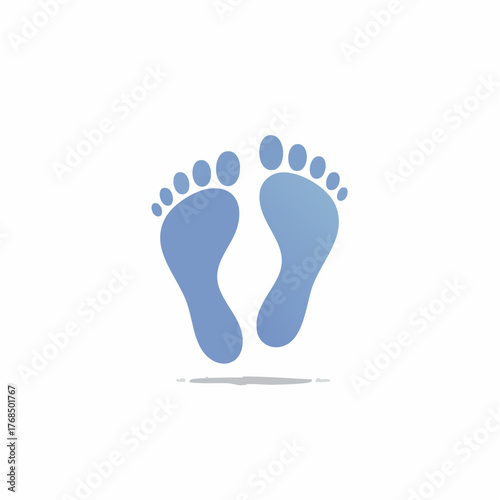 Pair of Blue Human Footprints Symbolizing Movement Progress and Wellness Vector Graphic Icon