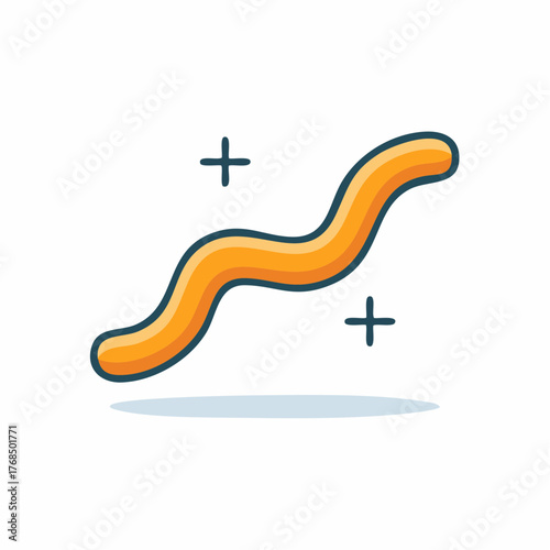 Simple Orange Worm Character Illustration with Clean Plus Signs and Subtle Shadow