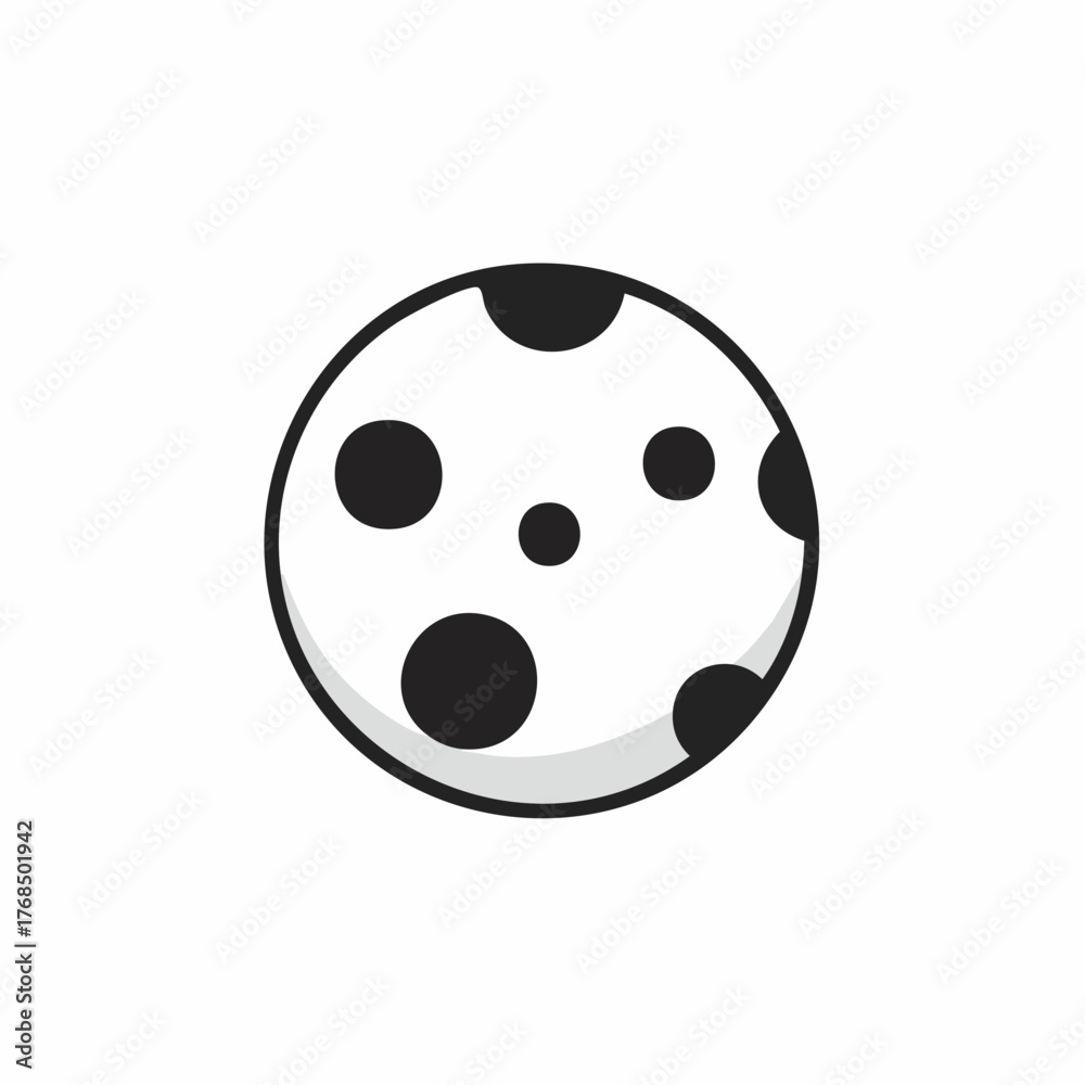 Obraz premium Stylized Cartoon Moon with Craters, Round Sphere on White, Astronomy, Simple, Minimalist