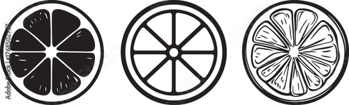 Three slices of orange vector illustration