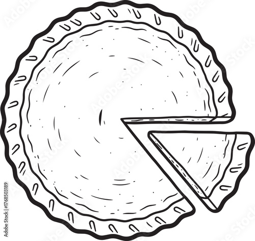 A pie with a slice missing, set vector illustration