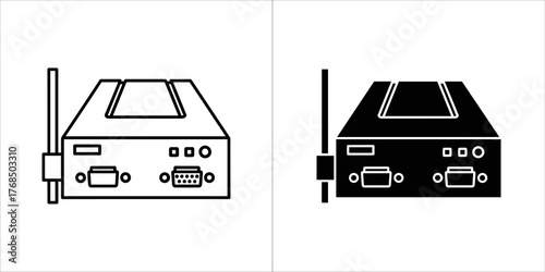 Two network interface card icons, one outlined and one solid black